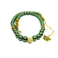 Stunning Cubic Zirconia, Czech Green Satin Beads, and Gold Hematite, Beaded Necklace, One-of-a-Kind, Crafted by Artistry Jewelry