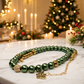 Stunning Cubic Zirconia, Czech Green Satin Beads, and Gold Hematite, Beaded Necklace, One-of-a-Kind, Crafted by Artistry Jewelry