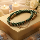 Stunning Cubic Zirconia, Czech Green Satin Beads, and Gold Hematite, Beaded Necklace, One-of-a-Kind, Crafted by Artistry Jewelry