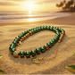 Stunning Cubic Zirconia, Czech Green Satin Beads, and Gold Hematite, Beaded Necklace, One-of-a-Kind, Crafted by Artistry Jewelry