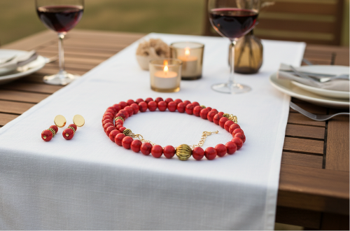 Beautiful Natural Red and Black Vein Turquoise, One-of-a-Kind, Semi-precious,  Necklace Set- handcrafted by Artistry Jewelry