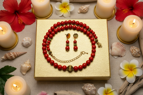 Beautiful Natural Red and Black Vein Turquoise, One-of-a-Kind, Semi-precious,  Necklace Set- handcrafted by Artistry Jewelry