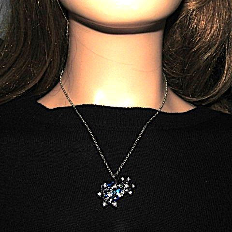 Beautiful Blue Heart and Snowflake Necklace