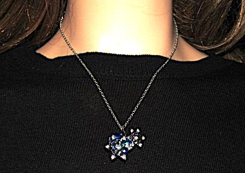Beautiful Blue Heart and Snowflake Necklace