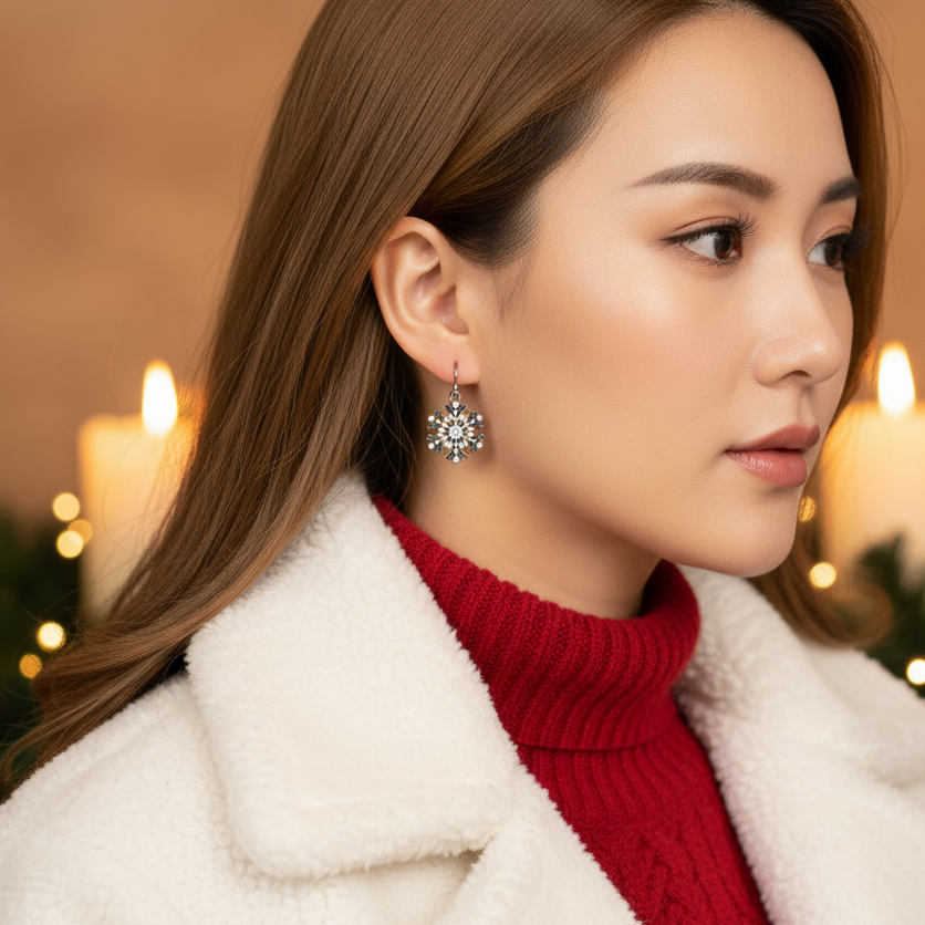 Beautiful Soft White Snowflake Earrings