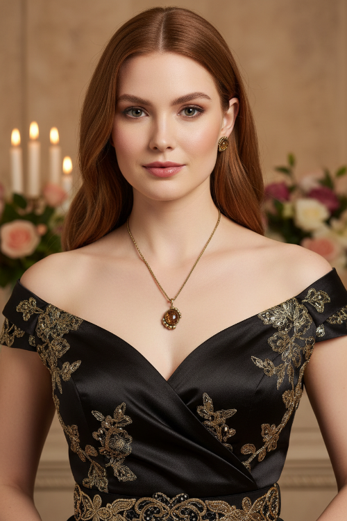 Charming Vintage Style Burnished Gold and Brown Colored Pendant, Steel Chain Necklace and Earrings Set, 18 inches, One-of-a-Kind - by Artistry Jewelry