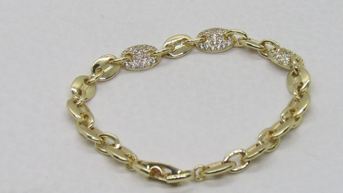 Lovely Golden Micro Pave Cubic Zirconia Link Bracelet