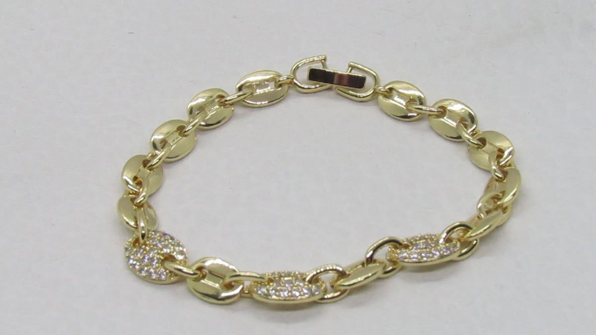 Lovely Golden Micro Pave Cubic Zirconia Link Bracelet