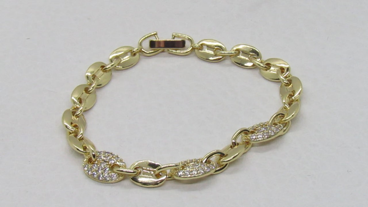 Lovely Golden Micro Pave Cubic Zirconia Link Bracelet