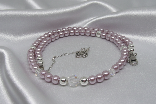 Crystal, Silver Hematite and Lilac Beads Necklace