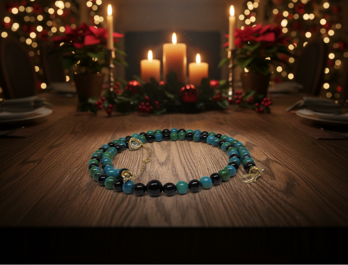 Stunning Black Onyx and Chrysocolla beads Necklace