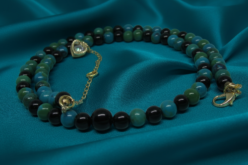 Stunning Black Onyx and Chrysocolla beads Necklace
