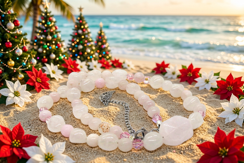Stunning Rose Pink Quartz and Crystals, Semi-precious Beaded Necklace handcrafted by Artistry Jewelry