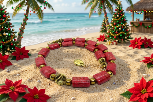 Beautiful Coral Rectangles, Antique Gold Rds, GP Hematite Semi-precious Beaded Necklace handcrafted by Artistry Jewelry
