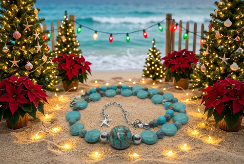 Lovely Crazy Lace Agate & Magnesite, Turquoise, Brown, Semi-precious, Beaded Necklace handcrafted by Artistry Jewelry