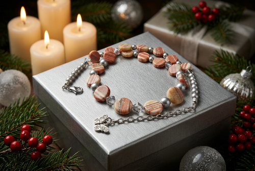 Gorgeous Red Mala, Labrador, & Druk Beaded Necklace - handcrafted by Artistry Jewelry