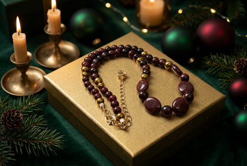 Brilliant Brecca Jasper, Red Tiger Eye, Hematite Beaded Necklace - handcrafted by Artistry Jewelry