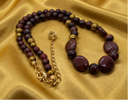Brilliant Brecca Jasper, Red Tiger Eye, Hematite Beaded Necklace - handcrafted by Artistry Jewelry