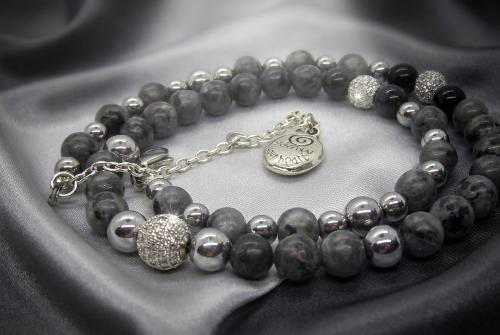 Ravishing Natural Labradorite, Cubic Zirconia, and Crystal Beaded Necklace by Artistry Jewelry