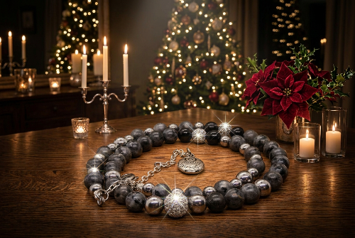 Ravishing Natural Labradorite, Cubic Zirconia, and Crystal Beaded Necklace by Artistry Jewelry