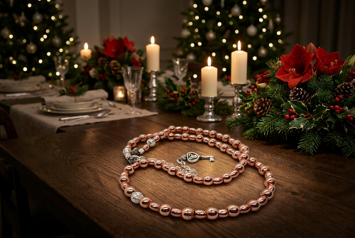 Charming Rose Gold Hematite Beaded Necklace