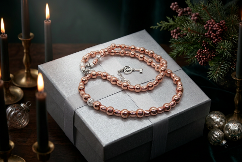Charming Rose Gold Hematite Beaded Necklace