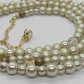 Radiant Crystal and Beige Matt Beads, Two-strand Beaded Necklace