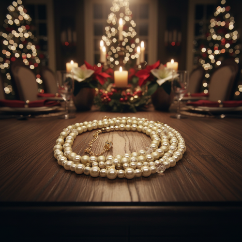 Radiant Crystal and Beige Matt Beads, Two-strand Beaded Necklace