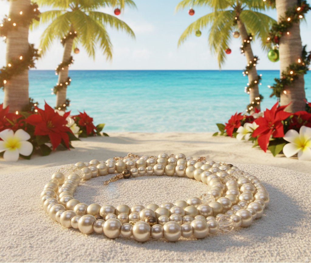 Radiant Crystal and Beige Matt Beads, Two-strand Beaded Necklace