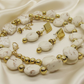 Enticing White Magnesite and Gold Beaded Necklace Set
