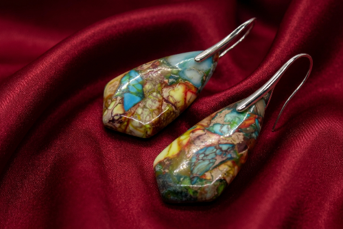 Dazzling Bohemian Imperial Jasper Geometric Drop Earrings