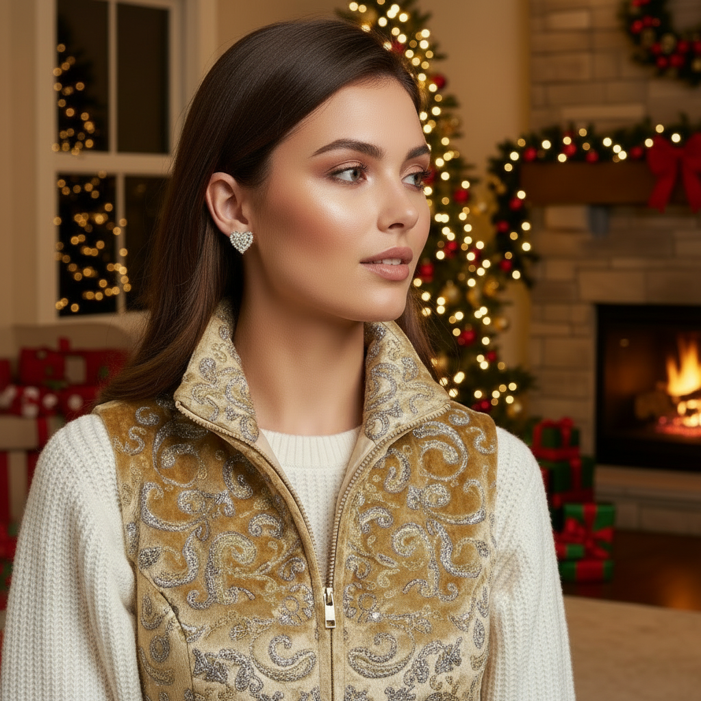 Lovely Gold Heart Double Sided Earrings