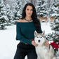 American Indian model in a snowy Christmas forest wearing the necklace