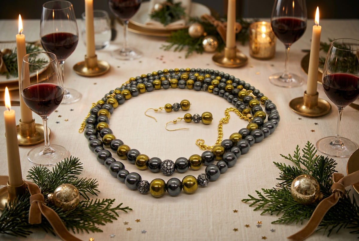 Christmas dinner-table jewelry advertisement