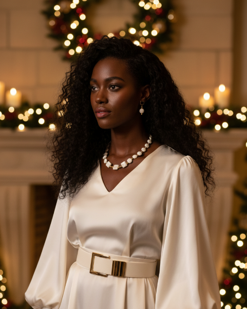 Enticing White Magnesite and Gold Beaded Necklace Set
