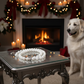 Necklace on silver table with Great Pyrenees