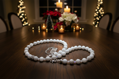 Dazzling White Moonstone and Crystal Necklace-174A