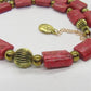 Beautiful Coral Rectangles, Antique Gold Rds, GP Hematite Semi-precious Beaded Necklace handcrafted by Artistry Jewelry