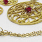 Beautiful Siam Crystal with an Elegant Gold Filigree Pendant, One-of-a-Kind Necklace Set- handcrafted by Artistry Jewelry