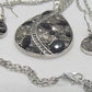 Beautiful Black, Silver, and Gray, Rhinestone, Teardrop, Double Chain Necklace Set- by Artistry Jewelry