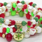 Joyful Red, Gold and Green Charmed Christmas Bracelet