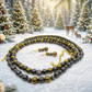 Snowy Christmas forest jewelry scene