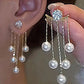 Lovely Crystal and Pearl Hanging Ear Jackets