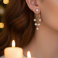 Lovely Crystal and Pearl Hanging Ear Jackets