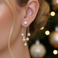Lovely Crystal and Pearl Hanging Ear Jackets