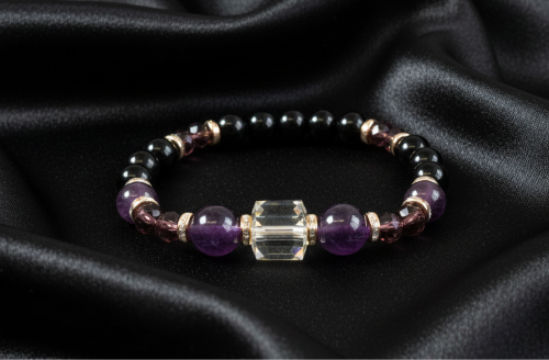 Amethyst and Black Garnet Yoga Bracelet
