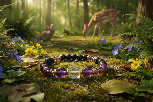 Amethyst and Black Garnet Yoga Bracelet