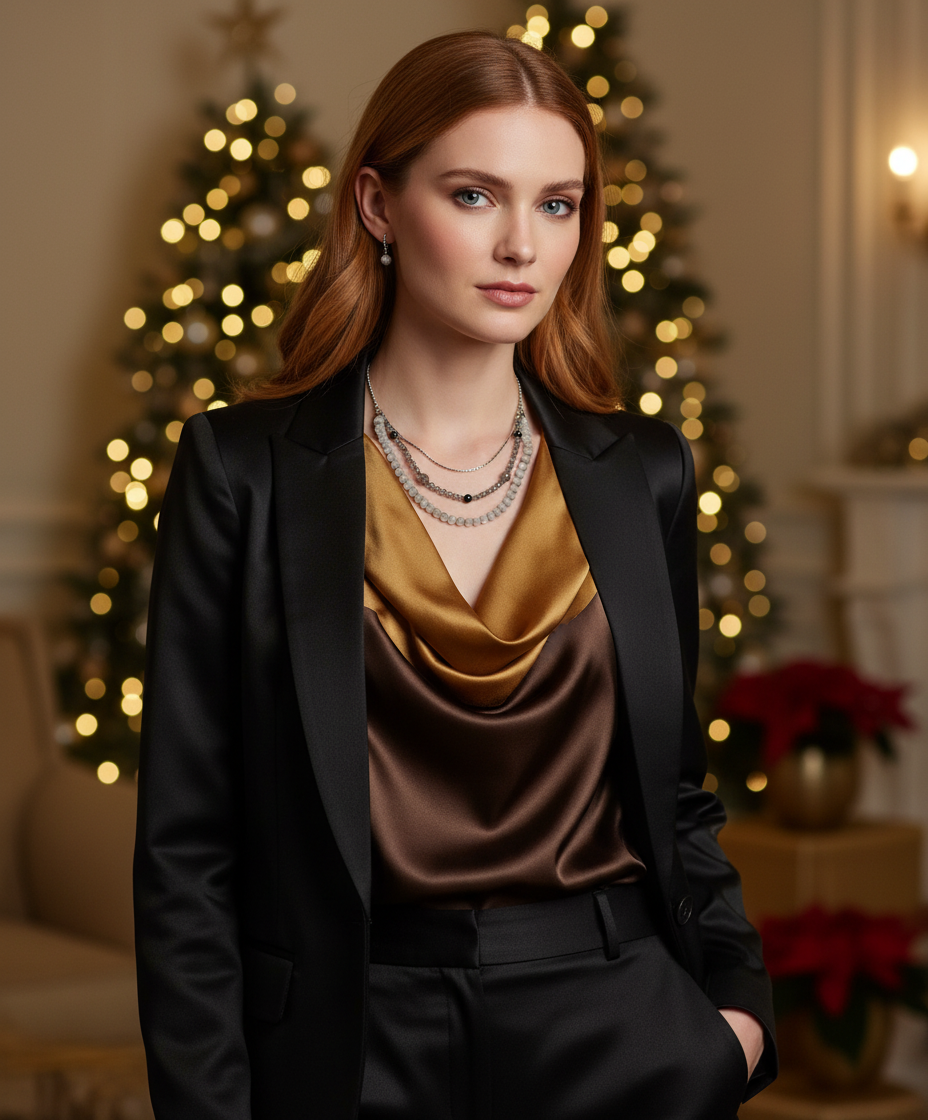 Three Layer Bib Necklace Set with Model